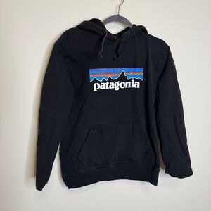 Patagonia Black Hoodie with Mountain Logo